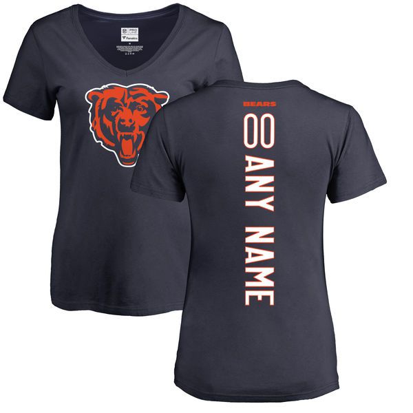 Women Chicago Bears NFL Pro Line Navy Custom Backer Slim Fit T-Shirt->->Sports Accessory